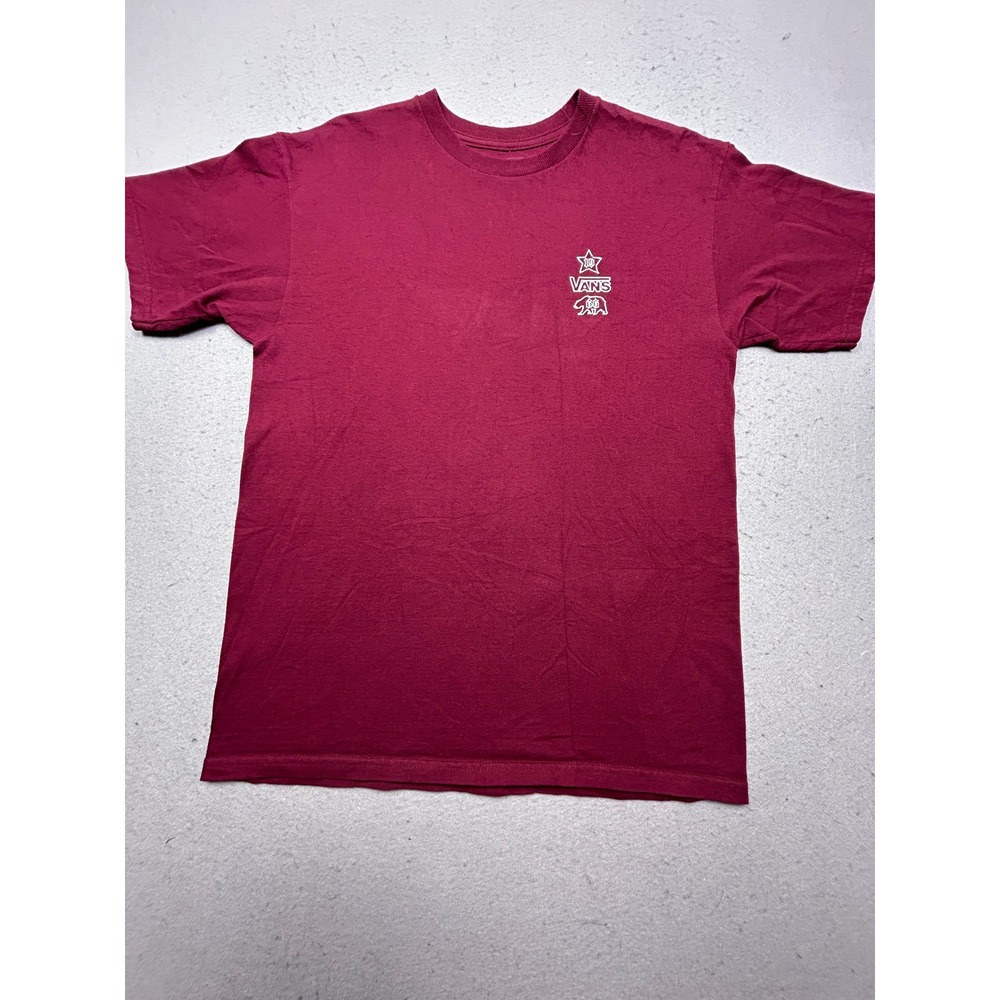 Vans T Shirt Cotton Burgundy Medium Mens